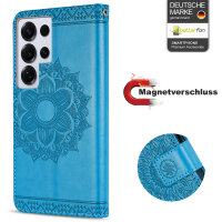 Handy Tasche für Samsung Galaxy S25 Ultra Hülle Handyhülle Klapphülle Wallet Case in Blau