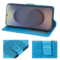 Handy Tasche für Samsung Galaxy S25 Ultra Hülle Handyhülle Klapphülle Wallet Case in Blau