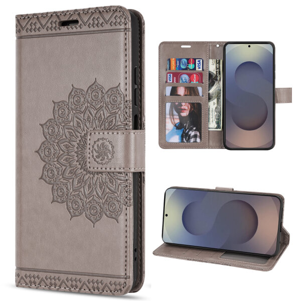 Handy Tasche für Samsung Galaxy S25 Ultra Hülle Handyhülle Klapphülle Wallet Case in Grau