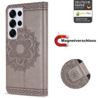 Handy Tasche für Samsung Galaxy S25 Ultra Hülle Handyhülle Klapphülle Wallet Case in Grau