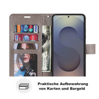 Handy Tasche für Samsung Galaxy S25 Ultra Hülle Handyhülle Klapphülle Wallet Case in Grau