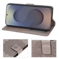 Handy Tasche für Samsung Galaxy S25 Ultra Hülle Handyhülle Klapphülle Wallet Case in Grau