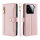 Handykette für Xiaomi 15 Hülle mit Band Handyhülle Kartenfächer PU Leder Umhängetasche in Rosa