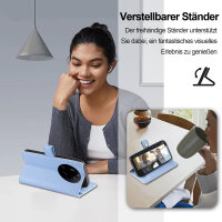 Handykette für Xiaomi 15 Ultra Hülle mit Band Handyhülle Kartenfächer PU Leder Umhängetasche in Hellblau