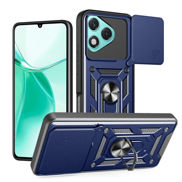 Outdoor Panzer Hülle für Honor 400 Lite Handyhülle mit Slide Kameraschutz Ringhalter in Blau