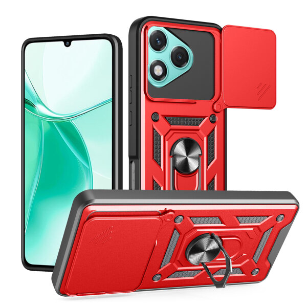 Outdoor Panzer Hülle für Honor 400 Lite Handyhülle mit Slide Kameraschutz Ringhalter in Rot