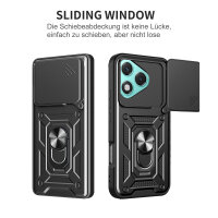 Outdoor Panzer Hülle für Honor 400 Lite Handyhülle mit Slide Kameraschutz Ringhalter in Schwarz