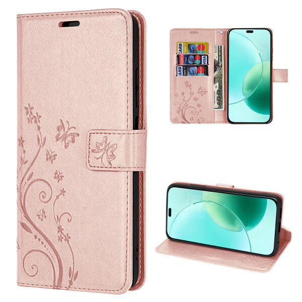 Hülle für Honor 400 Lite Handy Tasche Handyhülle Flip Cover Wallet Case Klapphülle in Rosegold