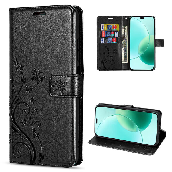 Hülle für Honor 400 Lite Handy Tasche Handyhülle Flip Cover Wallet Case Klapphülle in Schwarz