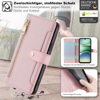 Handykette Hülle für Xiaomi Redmi A5 mit Band Handyhülle Kartenfächer PU Leder Umhängetasche in Rosa