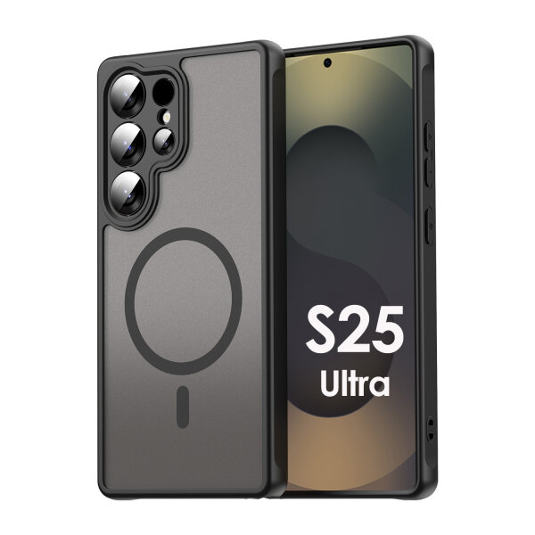 Handyhülle für Samsung Galaxy S25 Ultra Matt Case Schutzhülle Kratzfest Passgenau Schwarz