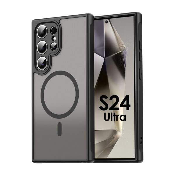Handyhülle für Samsung Galaxy S24 Ultra Matt Case Schutzhülle Kratzfest Passgenau Schwarz