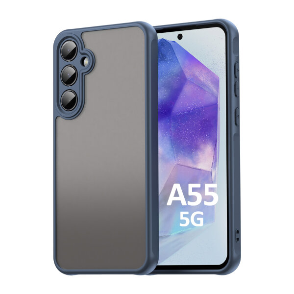 Handyhülle für Samsung Galaxy A55 Matt Stoßfest Schutzhülle Back cover in Blau