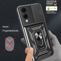 Outdoor Panzer Hülle für Samsung Galaxy S25 Edge mit Kameraschutz Ringhalter in Schwarz