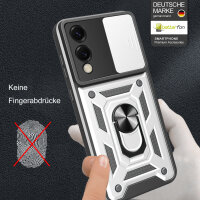 Outdoor Panzer Hülle für Samsung Galaxy S25 Edge mit Kameraschutz Ringhalter in Silber