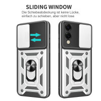 Outdoor Panzer Hülle für Samsung Galaxy S25 Edge mit Kameraschutz Ringhalter in Silber