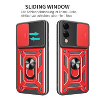 Outdoor Panzer Hülle für Samsung Galaxy S25 Edge mit Kameraschutz Ringhalter in Rot
