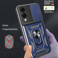Outdoor Panzer Hülle für Samsung Galaxy S25 Edge mit Kameraschutz Ringhalter in Blau