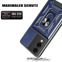 Outdoor Panzer Hülle für Samsung Galaxy S25 Edge mit Kameraschutz Ringhalter in Blau