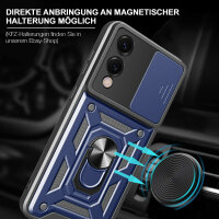 Outdoor Panzer Hülle für Samsung Galaxy S25 Edge mit Kameraschutz Ringhalter in Blau