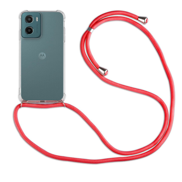 Handykett für Motorola Moto G05 / Moto E15 Hülle mit Kordel Handyhülle mit Band in Rot