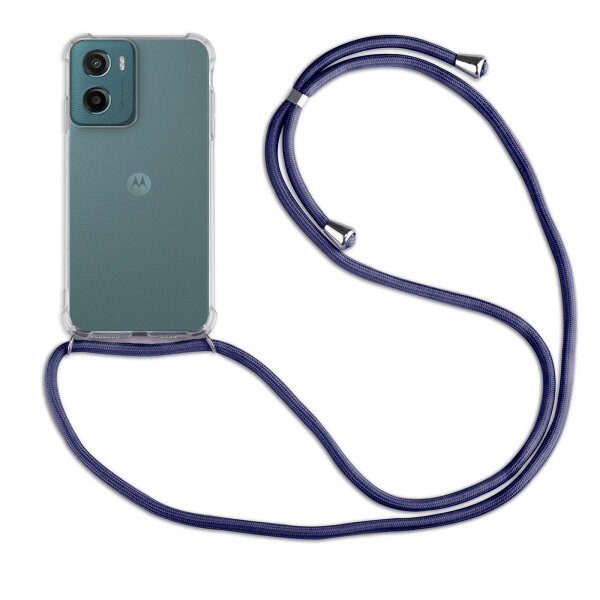Handykett für Motorola Moto G05 / Moto E15 Hülle mit Kordel Handyhülle mit Band in Blau