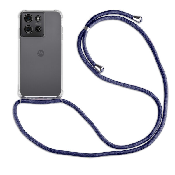 Handykett für Motorola Moto G75 Hülle mit Kordel Handyhülle mit Band in Blau