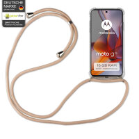 Handykett für Motorola Moto G75 Hülle mit Kordel Handyhülle mit Band in Beige