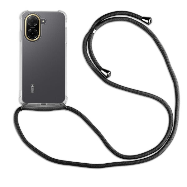 Handykett für Xiaomi Redmi A5 4G (Global 171,7mm ) / Poco C71 4G Hülle mit Kordel Handyhülle mit Band in Schwarz