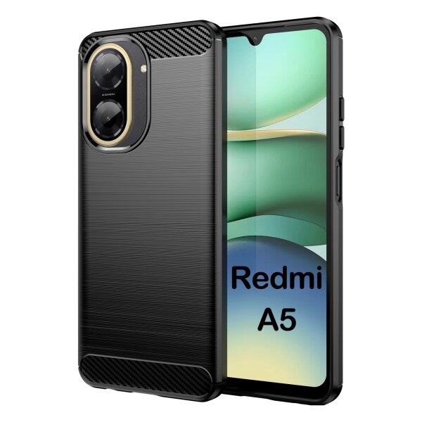 Carbon Hülle für Xiaomi Redmi A5 4G (EU 173mm) Handyhülle Back Cover Handy Tasche Bumper in Schwarz