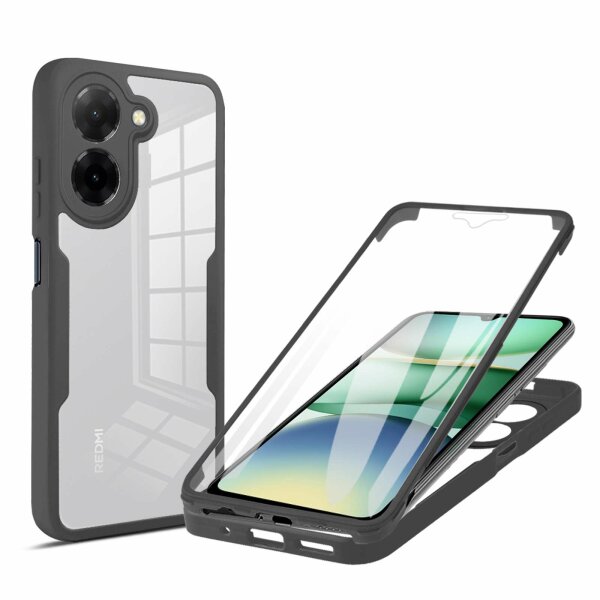 360° Grad Hülle für Xiaomi Redmi A5 4G (EU 173mm) vollschutz Integriertem Displayschutz Schwarz