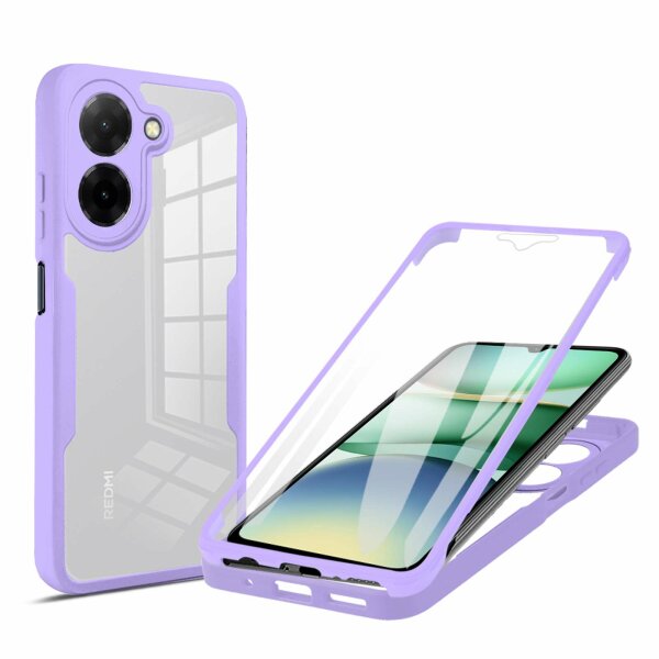 360° Grad Hülle für Xiaomi Redmi A5 4G (EU 173mm) vollschutz Integriertem Displayschutz Lila