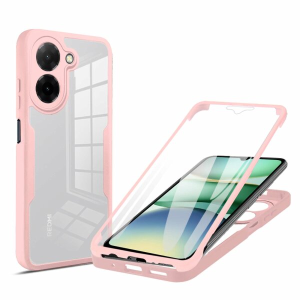 360° Grad Hülle für Xiaomi Redmi A5 4G (EU 173mm) vollschutz Integriertem Displayschutz Rosa