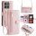 Handykette Hülle für Motorola Moto G15 / Moto G15 Power mit Band Handyhülle Kartenfächer PU Leder Umhängetasche in Rosa