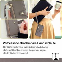 Handykette Hülle für Motorola Moto G85 mit Band Handyhülle Kartenfächer PU Leder Umhängetasche in Grau