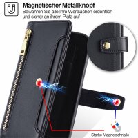 Handykette Hülle für Motorola Moto G85 mit Band Handyhülle Kartenfächer PU Leder Umhängetasche in Schwarz