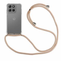 Handykett für Motorola Moto G15 / Moto G15 Power Hülle mit Kordel Handyhülle mit Band in Beige/Braun
