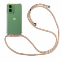 Handykett für Motorola Moto G35 Hülle mit Kordel Handyhülle mit Band in Beige/Braun