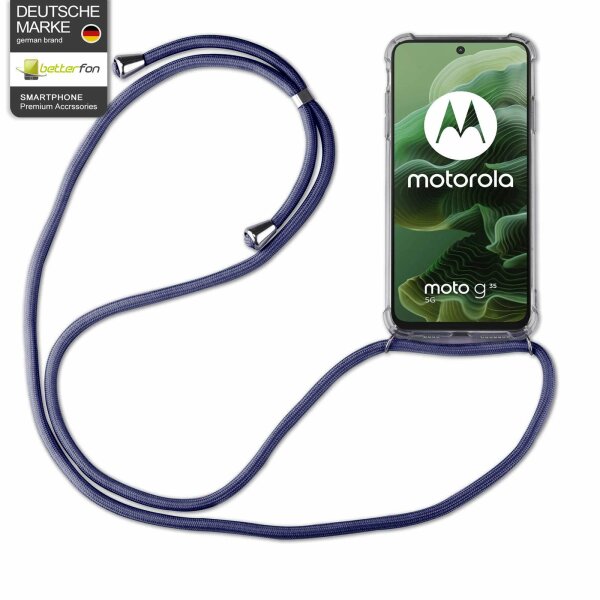 Handykett für Motorola Moto G35 Hülle mit Kordel Handyhülle mit Band in Blau