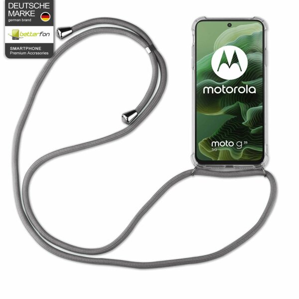 Handykett für Motorola Moto G35 Hülle mit Kordel Handyhülle mit Band in Grau