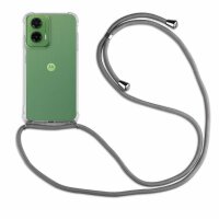 Handykett für Motorola Moto G35 Hülle mit Kordel Handyhülle mit Band in Grau