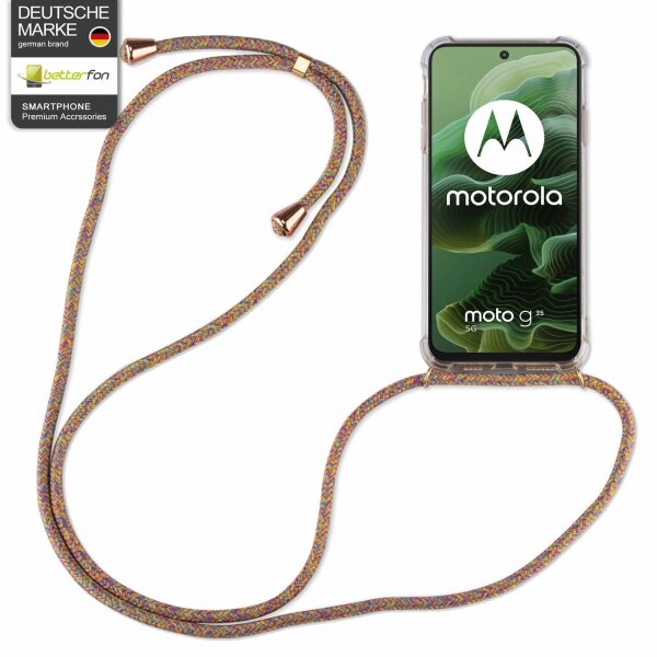 Handykett für Motorola Moto G35 Hülle mit Kordel Handyhülle mit Band in Rainbow