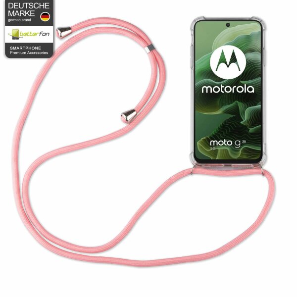 Handykett für Motorola Moto G35 Hülle mit Kordel Handyhülle mit Band in Rosa