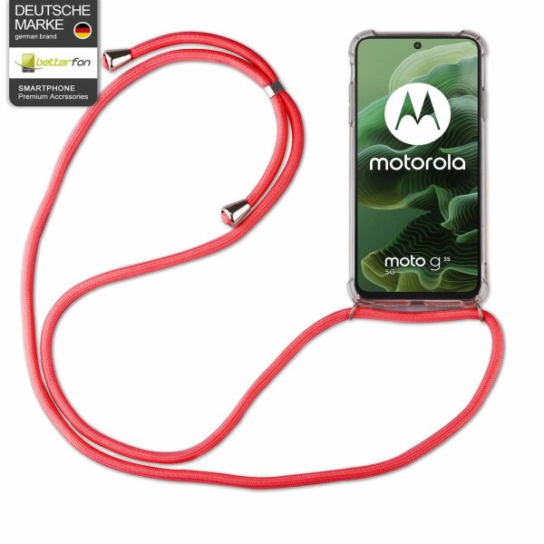 Handykett für Motorola Moto G35 Hülle mit Kordel Handyhülle mit Band in Rot
