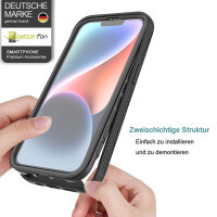 Handyhülle für Apple iPhone 16E – 360° Panzer Case mit Displayschutz Schwarz