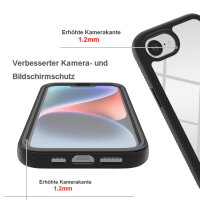 Handyhülle für Apple iPhone 16E – 360° Panzer Case mit Displayschutz Schwarz