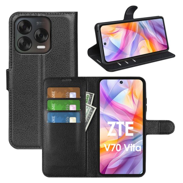 Handy Tasche für ZTE Blade V70 Vita Handyhülle Flip Cover Wallet Case Hülle Etui Schwarz