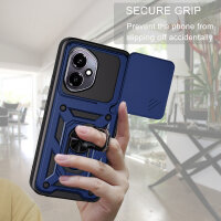 Outdoor Panzer Hülle für Samsung Galaxy Z Fold 7 mit Kameraschutz Ringhalter in Blau