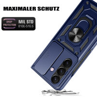Outdoor Panzer Hülle für Samsung Galaxy Z Fold 7 mit Kameraschutz Ringhalter in Blau