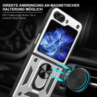 Outdoor Panzer Hülle für Samsung Galaxy Z Flip 7 FE mit Kameraschutz Ringhalter in Silber